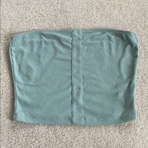 Seafoam green button up tube top